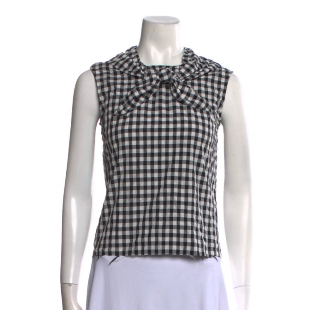 Elegant Black and White Checkered Blouse